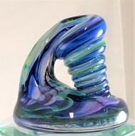 Large Royal Blue, Purple and Green Glass Pen Holder picture