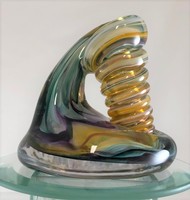 Amethyst, Emerald and Gold Glass Pen Holder