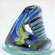 Royal Blue and Yellow Glass Pen Holder picture