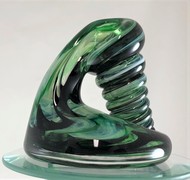 Green and Black Glass Pen Holder picture