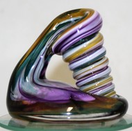 Large Amethyst, Emerald and Gold Glass Pen Holder