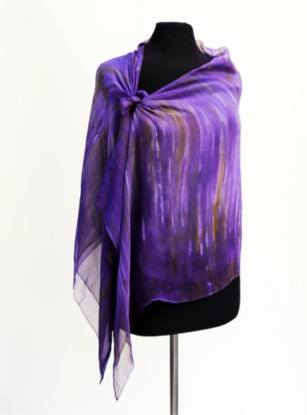 Oversize Silk Gauze Scarf - Purple Gold picture