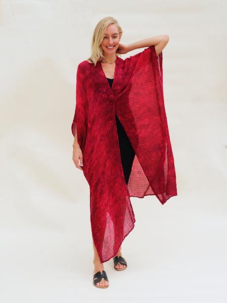 Bubble Silk Kimono - Deep Red picture