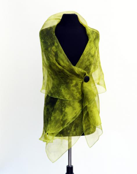 Silk Organza Cocoon Wrap - Olive LIme picture