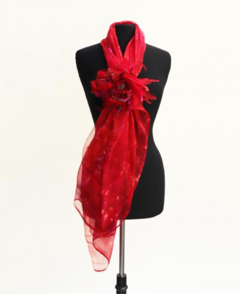 Oversize Silk Gauze Scarf - Deep Red picture