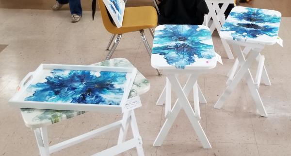 Blue abstract folding Table picture