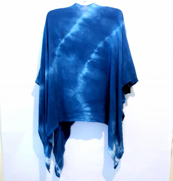 Organic cotton Indigo shibori loose weave shawl picture
