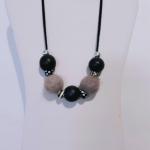 Wood and felt bead necklace