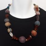 Amber, Felt, Glass Bead Necklace