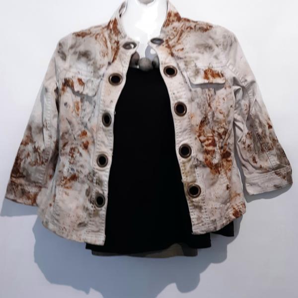 Small Eco print Jeans Jacket