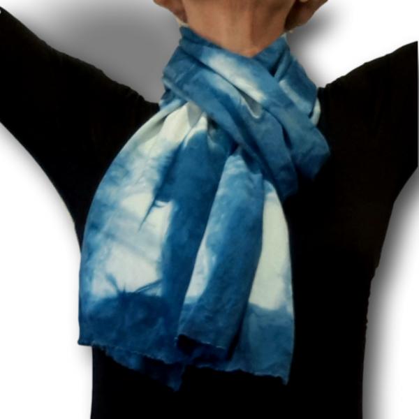 Organic cotton jersey Indigo Shibori Capelet/Scarf