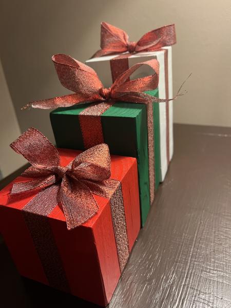 Rustic Christmas Block Decor Presents picture