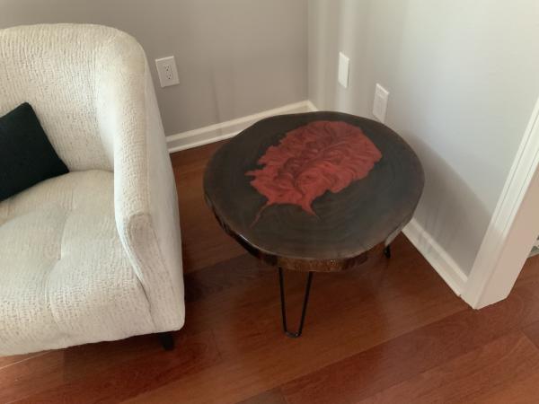Hollow walnut tree trunk ‘lava’ side table. picture