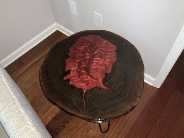 Hollow walnut tree trunk ‘lava’ side table. picture