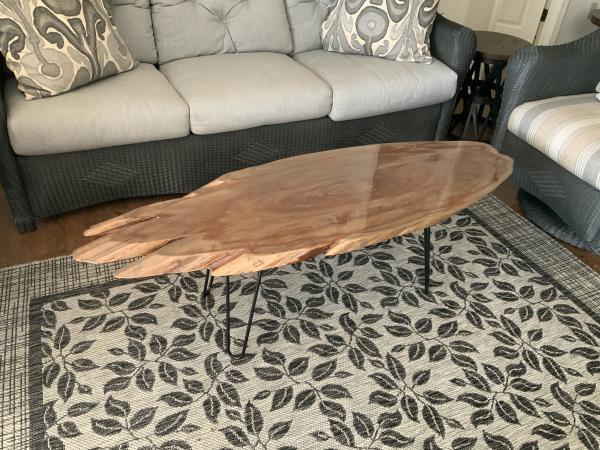 Oval cedar coffee table