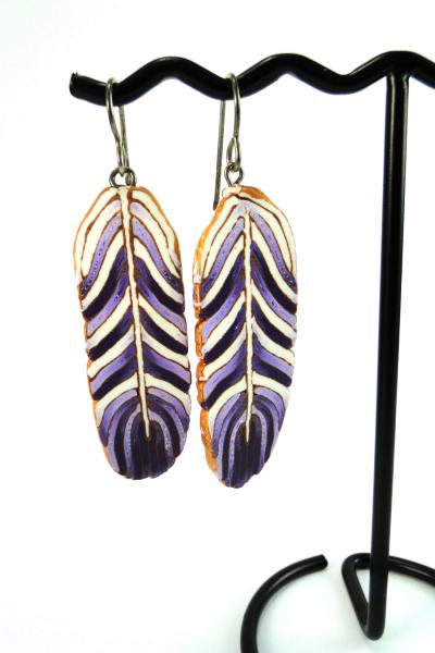 Purple Feather Earrings