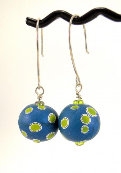 Blue and Green Polka Dot Earrings