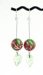 Red rose bead dangle earrings