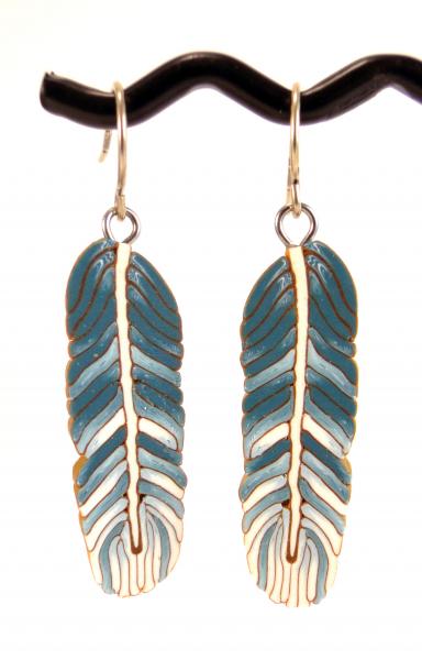 "Bluebird of Happiness" Feather Earrings #2 picture