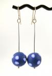 Blue Spotted Dangly Earrings