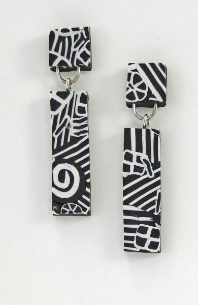 Black and white abstract post earrings picture