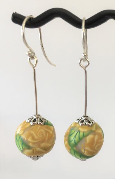 Gold Rose Bead Earrings picture