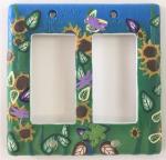 Flower Garden Switch Plate Cover, Double Rocker-style