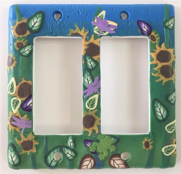 Flower Garden Switch Plate Cover, Double Rocker-style