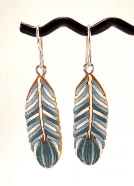 "Bluebird of Happiness" Feather Earrings #3 picture
