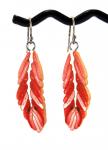 Red and White Feather Earrings