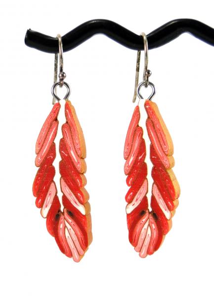 Red and White Feather Earrings picture