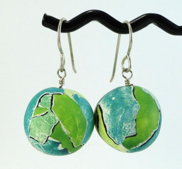 Blue and green "patchwork" earrings picture