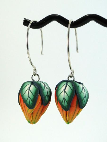 Orange Flower Bud Earrings