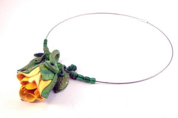 Yellow Rose Necklace, 20"