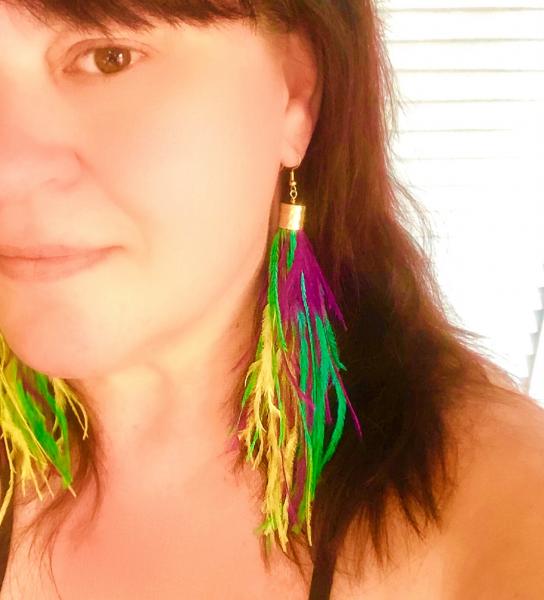 Mardi Gras Feather Party Earrings