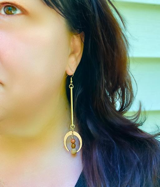 Cosmic Gold Crescent Drop Earrings picture