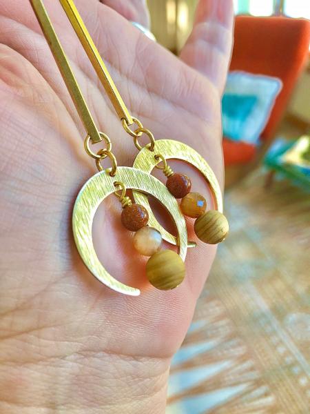 Cosmic Gold Crescent Drop Earrings picture