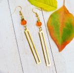Fall Collection Sleek Rectangle Drops with Orange Sea Glass