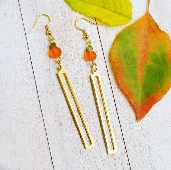 Fall Collection Sleek Rectangle Drops with Orange Sea Glass