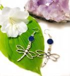 Silver Dragonfly with blue druzy