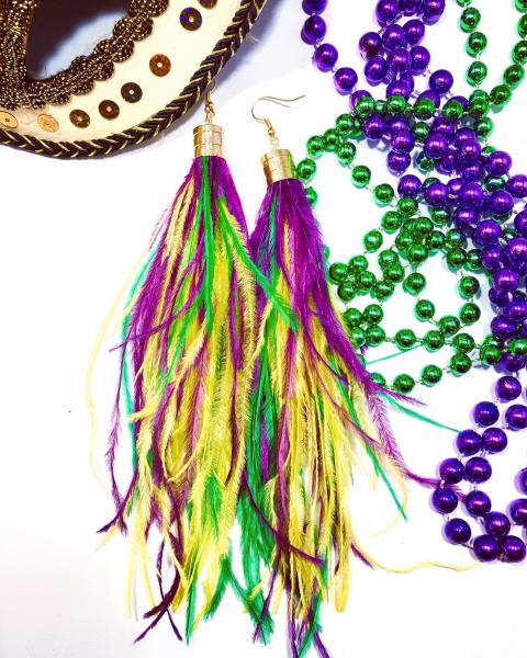 Mardi Gras Feather Party Earrings picture