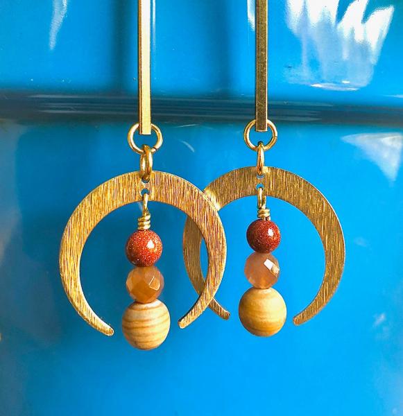 Cosmic Gold Crescent Drop Earrings picture