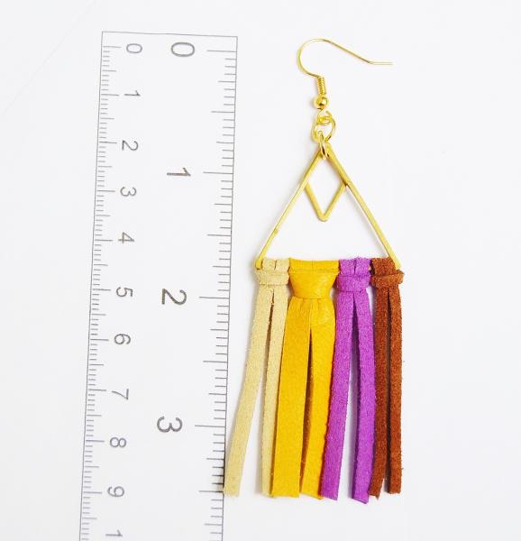 Fall Colors Suede Fringe Earrings - purple variety picture