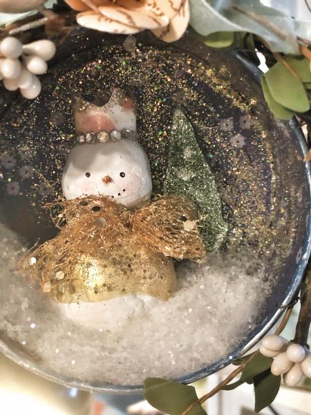 Christmas time Snowman in a tin picture