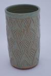 med green cylinder vase