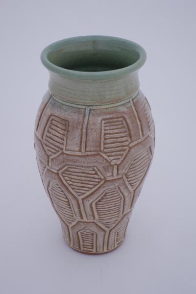 large green/tan vase