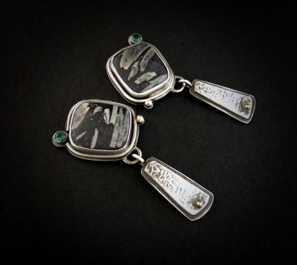 Chinese Writing Stone Earrings