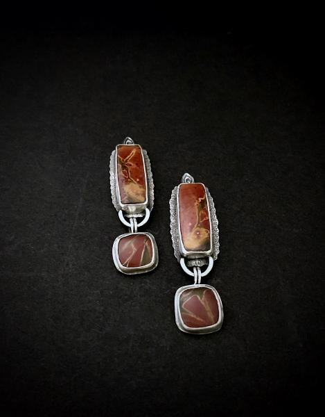 Geometric Red Creek Jasper Earrings