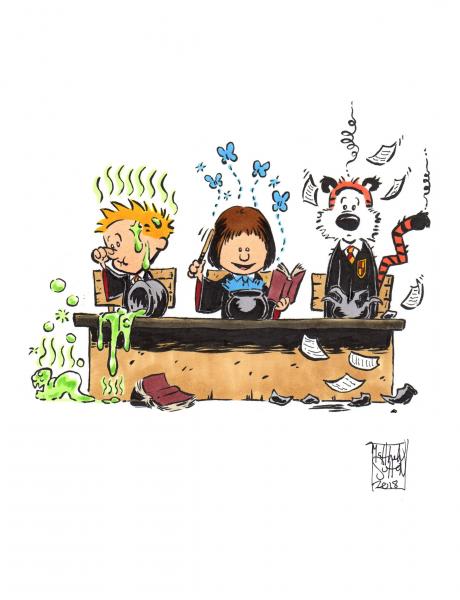 Calvin and Hobbes Harry Potter Potions Class picture