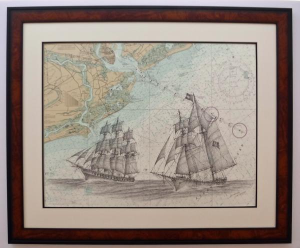 CONFEDERATE PRIVATEER PETREL AND THE USS ST. LAWRENCE picture